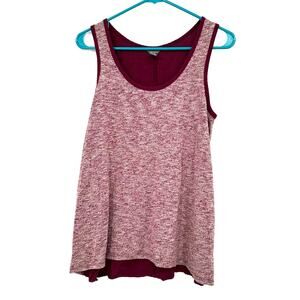 Eddie Bauer Size Medium Mixed Media Tank Top Shirt‎ Blouse Heathered Red Purple